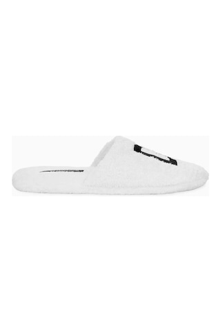 Dolce & Gabbana Casa Unisex Logo Işlemeli Terlik, Pamuklu, Yumuşak & Rahat Beyaz