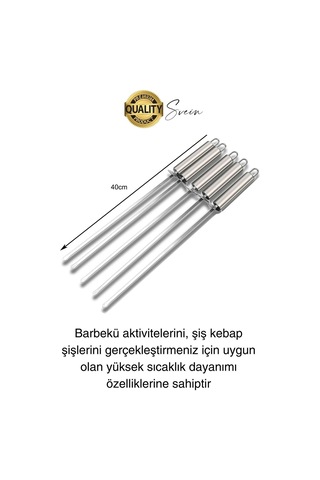 3 Adet 40 Cm Premium Paslanmaz Çelik Saplı Izgara Şişleri Et Tavuk Barbekü Kebap Mangal Adana Urfa