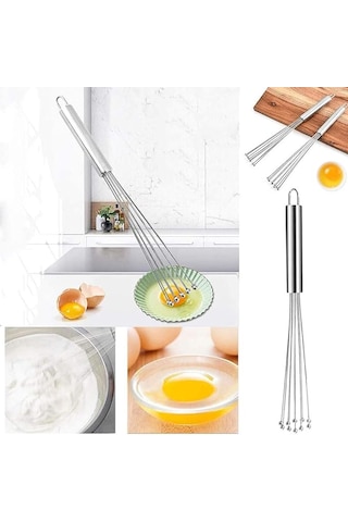 Rotanev Yeni Nesil Ayarlanabilir Paslanmaz Çelik Metal Boncuk Top Uçlu Yumurta Çırpıcı Sos Karıştırıcı Gri