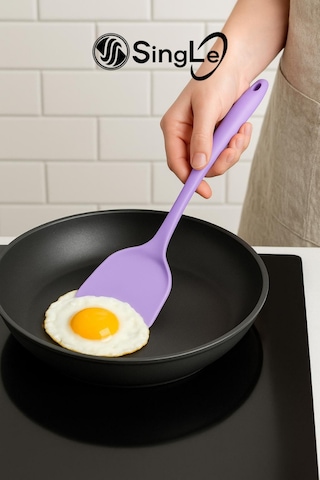 1 Adet Sert Uçlu Ekstra Geniş Ağızlı Silikon Spatula Pembe