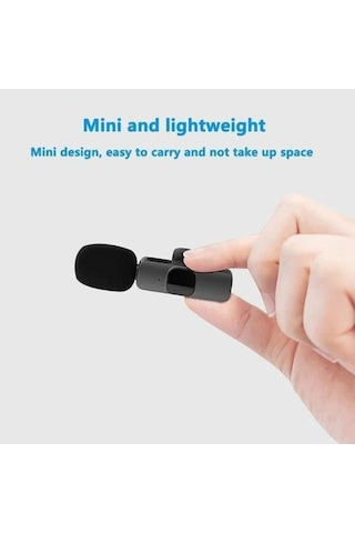 Kablosuz Yaka Mikrofonu 2'li Typ-c Uyumlu Mini K9 Vlog Mikrofonu, Telefon Mikrofonu-1340