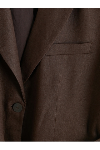 Lcw Studıo Kahverengi Kemerli Kadın %100 Keten Blazer Ceket