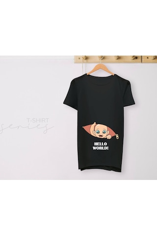 Bk Gift Espri Tasarımlı Siyah Hamile Tişörtü, Hamileye Hediye, Yeni Anne Hediyesi, Arkadaşa Hediye-8 001