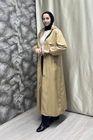 Belden Kemer Detaylı Uzun Trençkot Brc1908 Latte 001