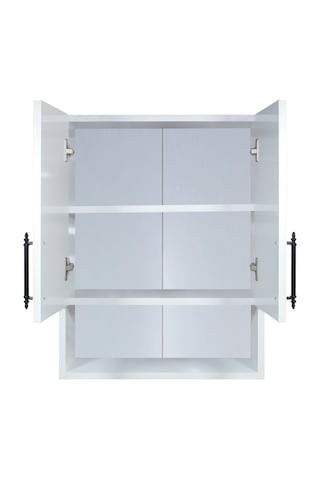 Ahşap Modern 2 Kapaklı Beyaz Lavabo Üstü Raflı Banyo Dolabı Beyaz