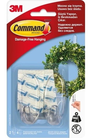 3M Command 17091 Şeffaf Askı Orta Boy
