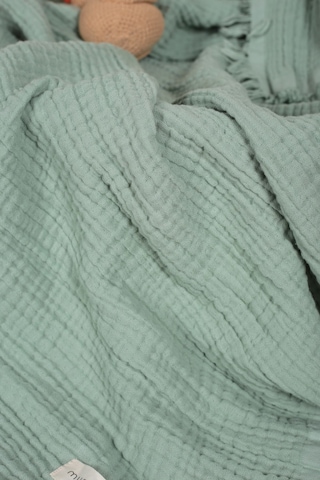 Müslin Püsküllü 4 Katlı Müslin Battaniye 90x120 Cm - Ze4katlı Yeşil