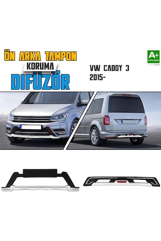 S-dizayn Vw Caddy 3 Ön Ve Arka Tampon Koruma Difüzör Seti 2015 Üzeri A+ Kalite