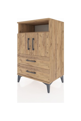 Hyperion Komodin 2 Raflı 2 Çekmeceli 2 Kapaklı 60x44x96 Çam-çam Çam