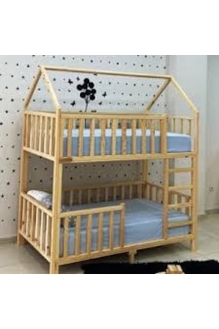 Otantik Dekorasyon Montessori Ahşap Ranza 190x90