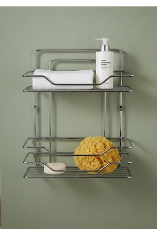 Krom Kaplama Banyo Rafı - 2li Banyo Düzenleyici 35x30 Cm Krom