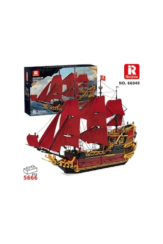 Reobrix 66049 Kraliçe Anne'nin İntikamı Gemi Yaratıcı Yapı Blok Seti Building Blocks Revenge Sailing Ship - 5666 Parça