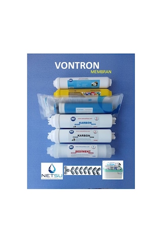 Vontron Membranlı, Kapalı Kasa Su Arıtma Filtresi 6 lı Filtre Seti