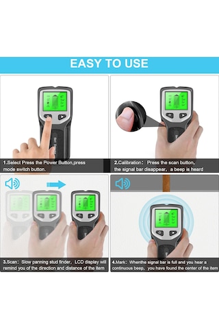 Siyah Hlw330 5 İn 1 Saplama Dedektörü Duvar Tarayıcı Dijital El Profesyonel Çok Fonksiyonlu Duvar Dedektörü