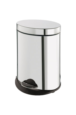 Çöp Kovası, Pedallı, Elips, 5lt - Parlak Paslanmaz Çelik Krom