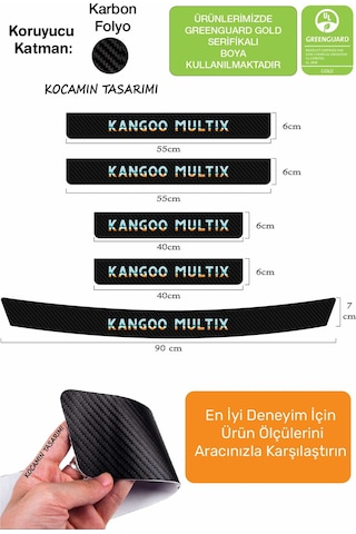 Renault Kangoo Multix Kapı Eşiği Karbon Koruyucu Set Kangoo Multix Modeline Uyumlu 5 Parça Premium Baskı
