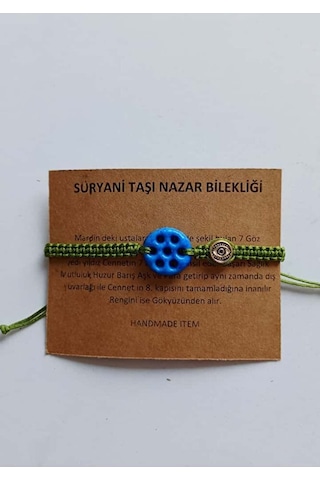 Unisex Bileklik Farklı Renkler Güzel Yedi Göz Süryani Nazar Taşı Gstb002 Haki