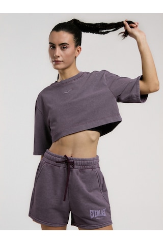 Everlast Bronx 1910 Oversize Mor Crop Kadın Tişört Mor