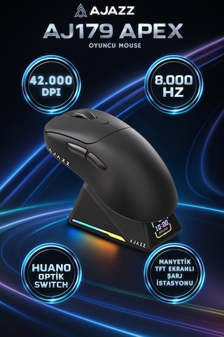 Aj179 Apex 8.000 Hz-30.000 Dpı, Huano Optik Switch-rgb Manyetik Ekranlı Şarj Doku Diğer