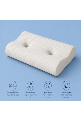 Visco Boyun Yastığı Boyun Düzleşmesi Için Tamamlayıcı Ve Ergonomik Tasarım Lüks Ve Konforlu Uyku Yastığ Genel