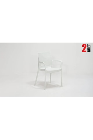 2 Adet Rattan Kollu Beyaz Sandalye Balkon Bahçe Teras Beyaz 2 Adet Rattan Kollu Beyaz Sandalye Balkon Bahçe Teras Beyaz