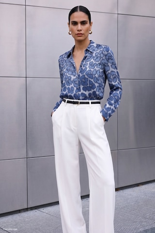 Sateen Leopar Desenli Klasik Gömlek - Lacivert-137939