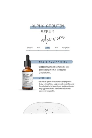 Skin401 Alpha Arbutin Cilt Tonu Eşitleyici Leke Karşıtı Serum 30 ML
