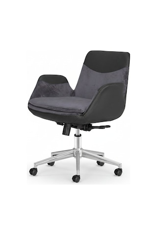 Upstyle Lodos Kumaş Ergonomik Çalışma Koltuğu Füme Krom 65 90 65 Cm