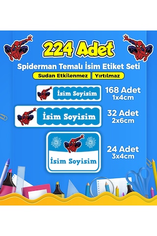 Okul Kreş Kişiye Özel İsim Etiket Seti Spiderman Temalı - Model 21 Çok Renkli