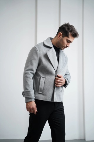 Modefendi Yumuşak Dokulu Krep Model Kaşmir Ceket Gri