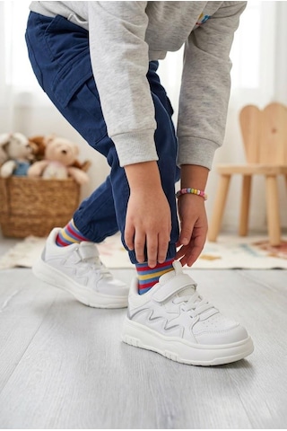 Fort Odessa Cool Hafif Rahat Sneaker Çocuk Ayakkabı Beyaz - Gri