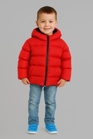 Blayn Jeans Erkek Çocuk Kapşonlu Montiçi Polarlı Su Ve Rüzgara Dayanıklı Kırmızı