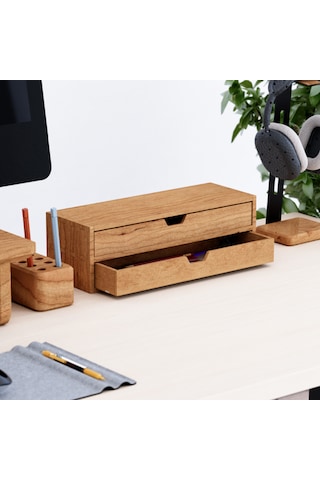 Desna İki Katlı İki Çekmeceli Dolap - Kiraz 34 Cm Uzunluk X 12.1 Cm Derinlik X 10.8 Cm Woodsaka Doğal