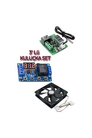 3 Lü Set Kuluçka Makinesi Termostatı Zaman Modülü Soğutucu Fan