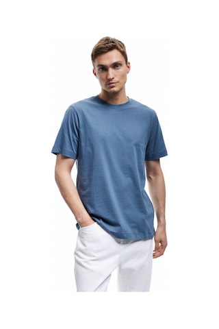 Koton Bisiklet Yaka Pamuklu Regular Fit Kısa Kollu Basic Tişört Mavi 5sam10116hk Mavi