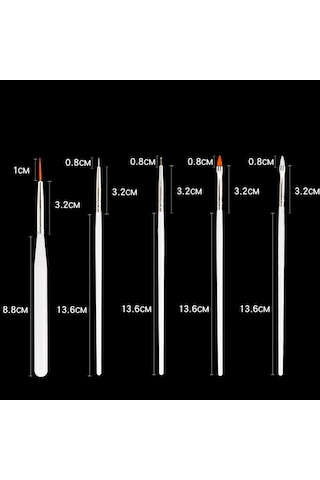 Yifomall 15'li Profesyonel Tırnak Fırçası Seti - Manikür Ve Nail Art İçin Çok Amaçlı Fırçalar, Beyaz Saplı