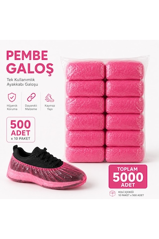 Galoş Pembe 500 Adet X 10 Paket Toplam 5000 Adet Tek Kullanımlık Ayakkabı Galoşu