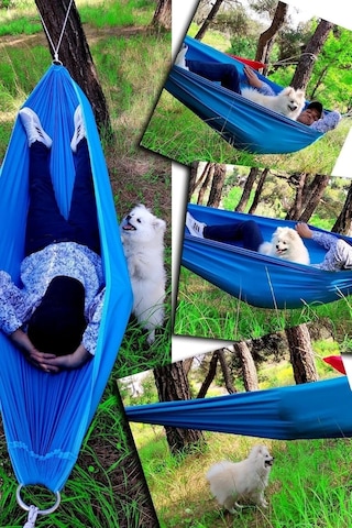 Bundera Kamp Hamağı Piknik Hamağı Bahçe Balkon Outdoor Kamp Salıncak Hamak Mavi Çok Renkli