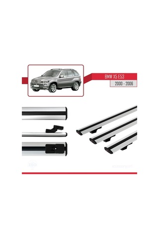 Bmw X5 E53 2000-2006 Arası İle Uyumlu Basic Model Ara Atkı Tavan Barı Gri 3 Adet