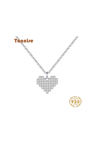 Tancise 925 Ayar Gümüş Aşk Tam Kolye Kadın Kore Klavikula Kolye Kişilik Tatlı Kalp Kolye Kolye Gümüş
