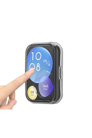 Huawei Watch Fit 2 Uyumlu Şeffaf Silikon Kasa Ve Ekran Koruyucu