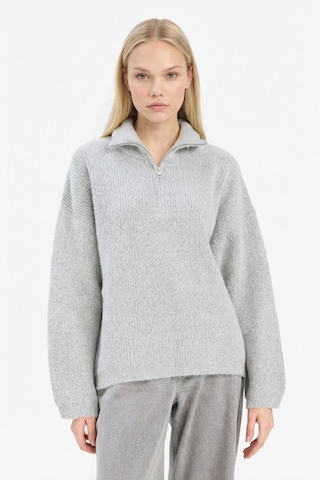 Defacto Relax Fit Yarım Fermuarlı Triko Kazak F3897ax25wngr277 Gri