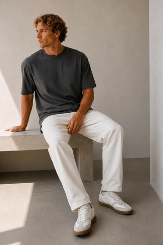 Alexandergardi Oversize Bisiklet Yaka T-shirt Antrasit
