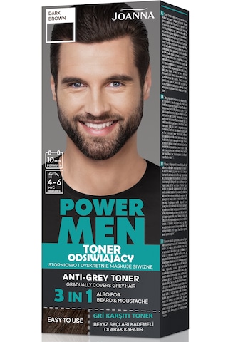 Joanna Power Men Anti-Grey Toner 3'ü 1 Arada Toner 02 Koyu Kahverengi 80 G