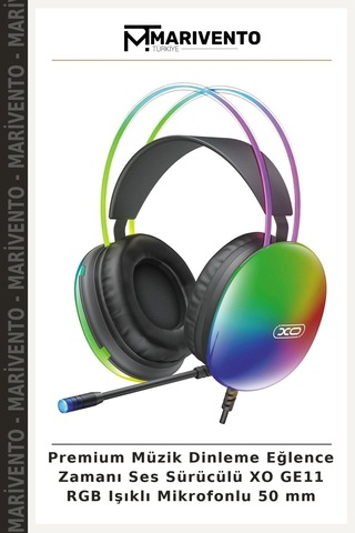 Premium Müzik Dinleme Eğlence Zamanı Ses Sürücülü Xo Ge11 Rgb Işıklı Mikrofonlu 50 Mm