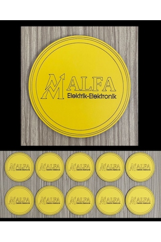 10'lu Kişiye / Şirkete Özel Logolu Bardak Altlığı Seti Lazer Kesim Kurumsal Hediye 9 Cm Sarı