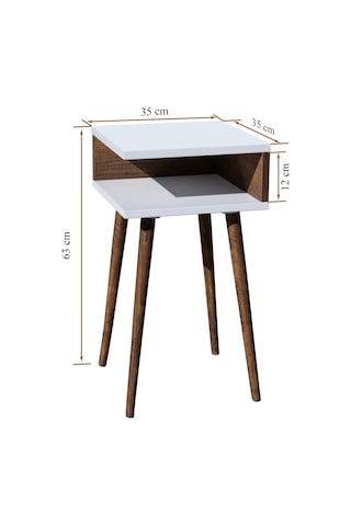 Eymen Ahşap Ayaklı Yan Sehpa Köşe Sehpa Beyaz-barok