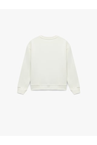 Koton Atatürk Baskılı Uzun Kollu Bisiklet Yaka Pullu Payetli Sweatshirt Ekru 6wkg10426ak Ekru