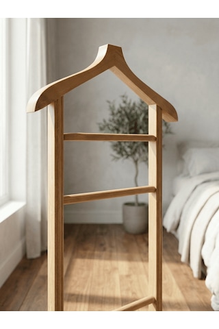 Gündays Home Tekli Dilsiz Uşak Naturel Masif Gürgen Ağacı El Yapımı Askılık Natural