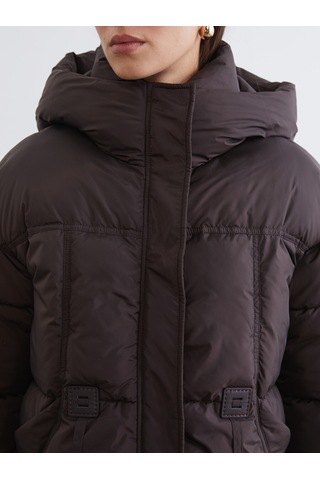 Lcw Modest Bordo Kapüşonlu Oversize Kadın Şişme Mont